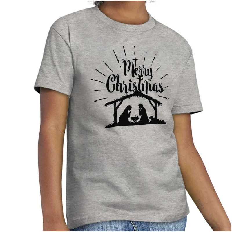 Men's Shirts with TiesNativity Scene Merry Christmas Youth T-Shirt