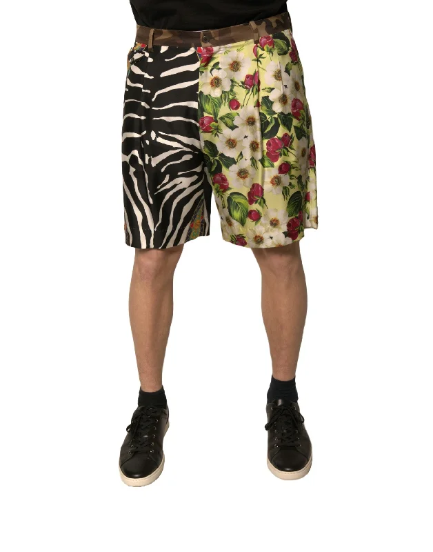 Short Men's Inseam Dress ShortsDolce & Gabbana multi Patchwork Silk Men Chino Men's Shorts Short Men's Inseam Dress ShortsDolce & Gabbana multi Patchwork Silk Men Chino Men's Shorts