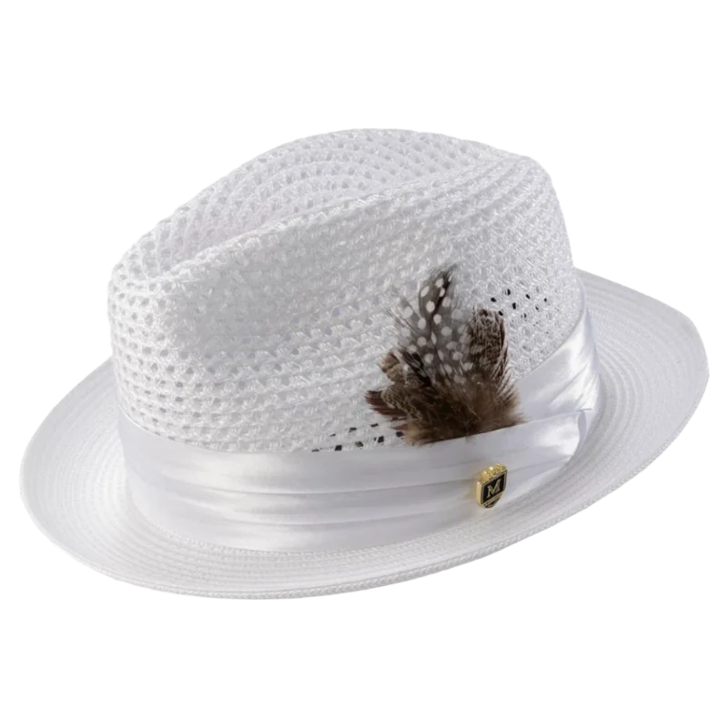Formal Top HatsMontique White Men's Summer Straw Hats Style H-34
