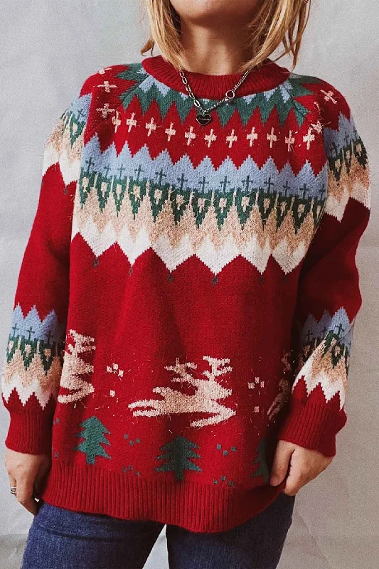 Fitted Men's Slim-Fit SweatersDrop Shoulder Crew Neck Long Sleeve Sweater