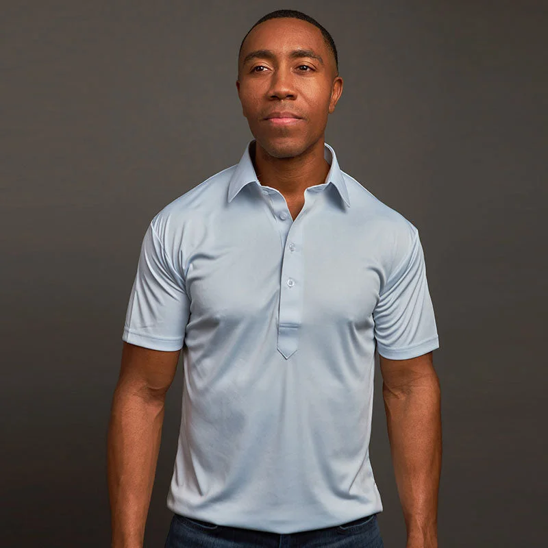 Men's Shirts with Bow TiesSemi-Spread Collar Polo Light Blue