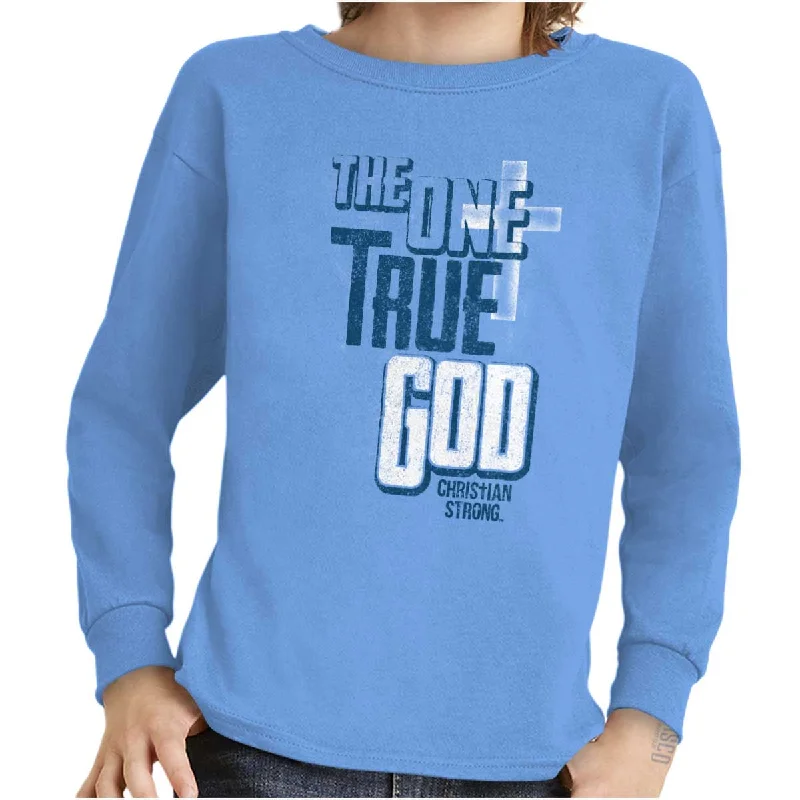 Men's Shirts with Rounded HemlinesOne True God Youth Long Sleeve T-Shirt