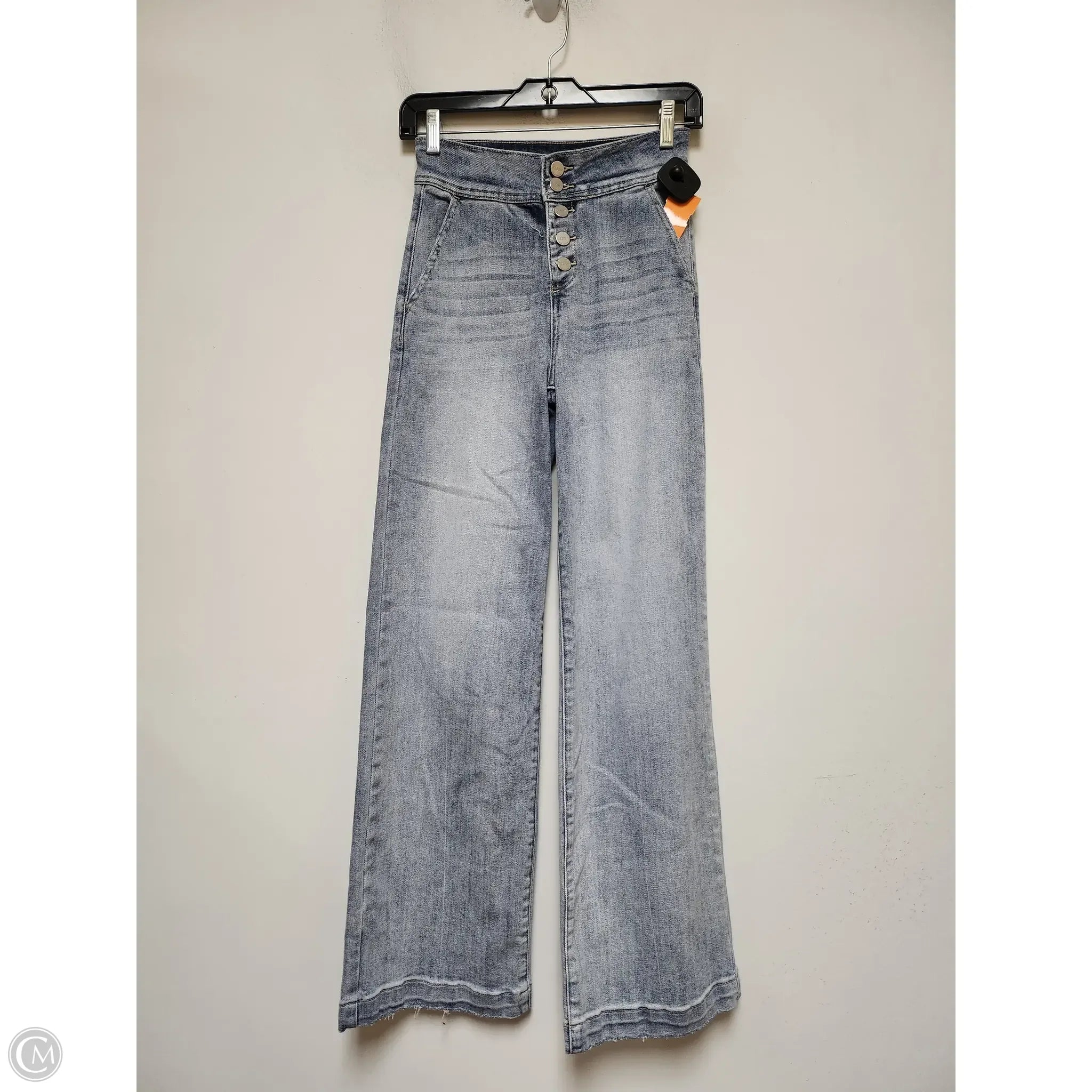 Men's Jeans with Fashionable RipsJeans Wide Leg By Risen In Blue Denim, Size: 2