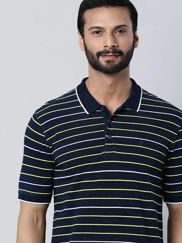 Men's Shirts with Full PlacketsMen Striped Polo T-Shirt