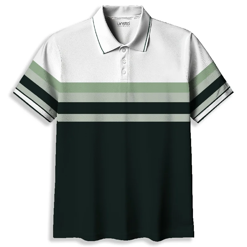 Men's Sleeveless TopsForrest Green Stripe Polo T-shirt