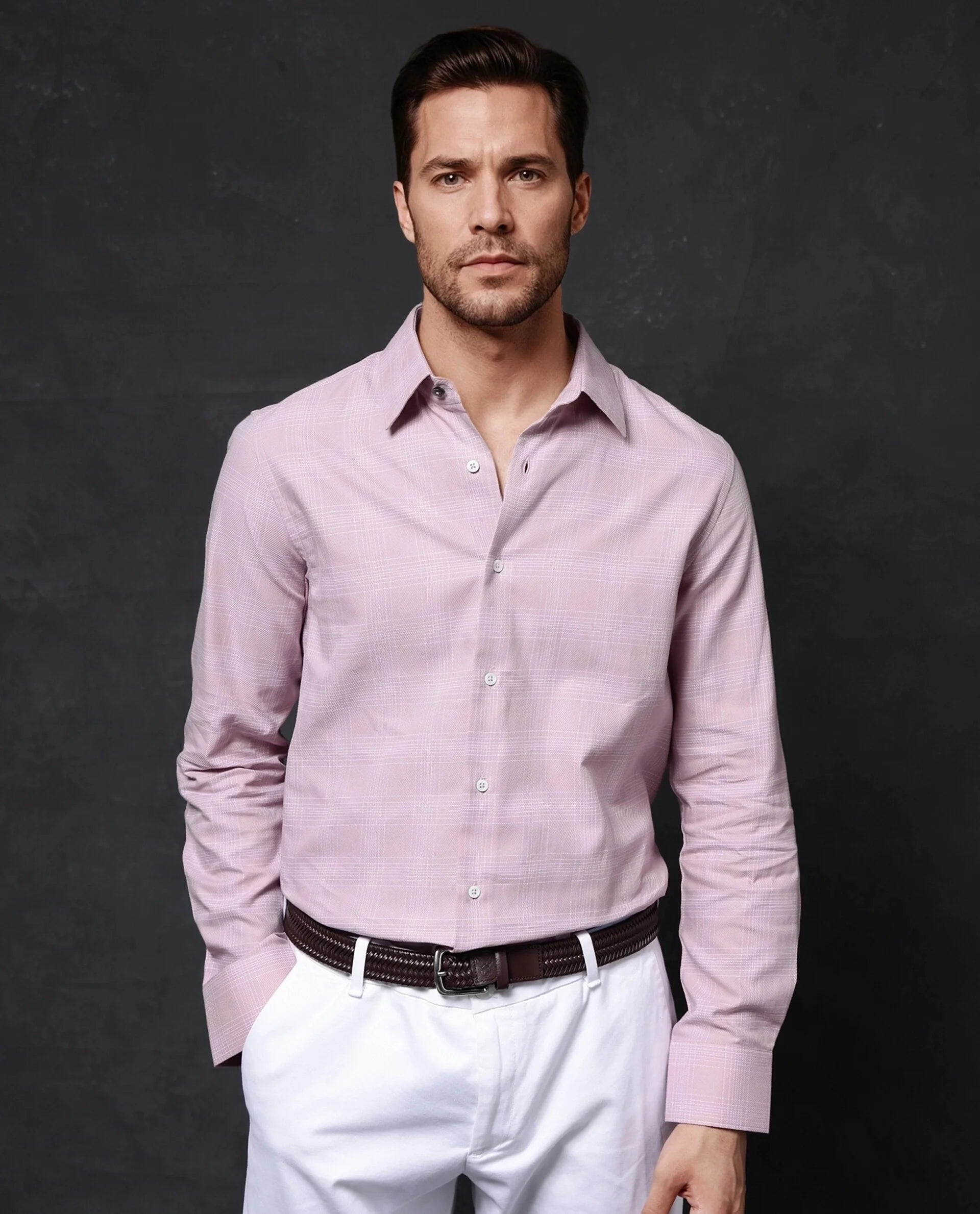 Men's Geometric Print Shirts for a Modern TwistRare Rabbit Men Zana Pink Cotton Fabric Full Sleeve Regular Fit Cavalry Twill Checks Shirt Men's Geometric Print Shirts for a Modern TwistRare Rabbit Men Zana Pink Cotton Fabric Full Sleeve Regular Fit Cavalry Twill Checks Shirt