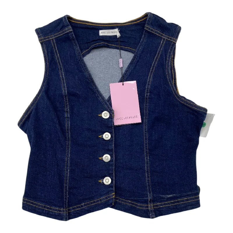 Men's Coats with Modern CutsVest Other By Avec Les Filles In Blue Denim, Size:S