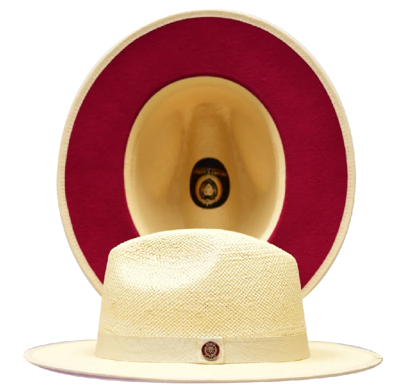 Attractive Bucket HatsBruno Capelo Red Bottom Straw Hat Men's Natural Color Hat