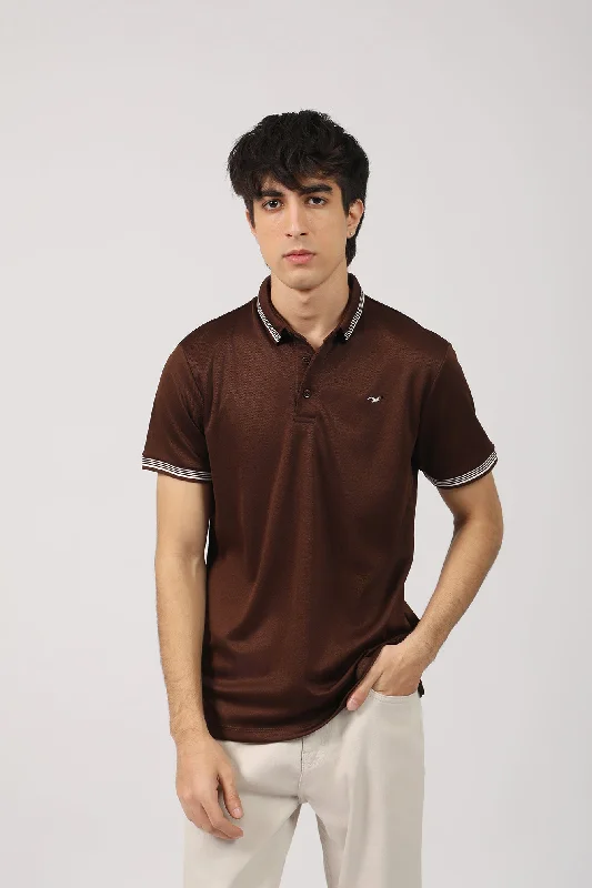 Men's Shirts with Surplice HemlinesTEXTURED TIPPING POLO