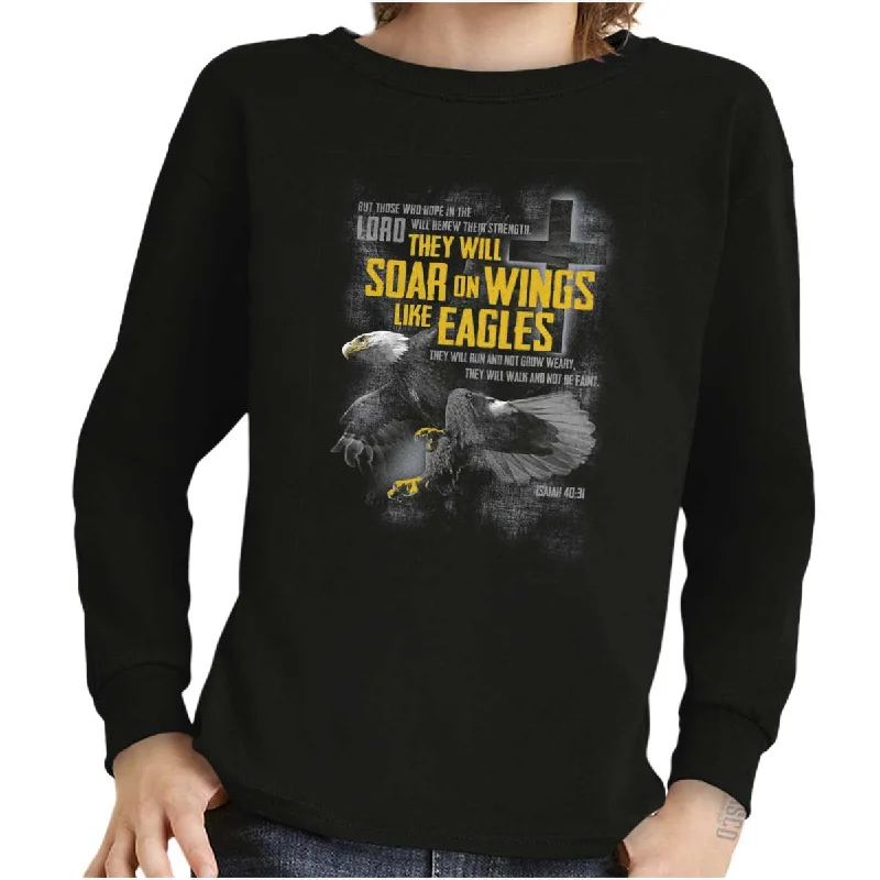 Men's Shirts with Roll-Up SleevesWings like Eagles Youth Long Sleeve T-Shirt