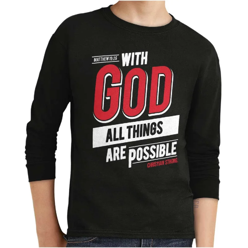 Men's Shirts for FishingAll Things Are Possible Youth Long Sleeve T-Shirt