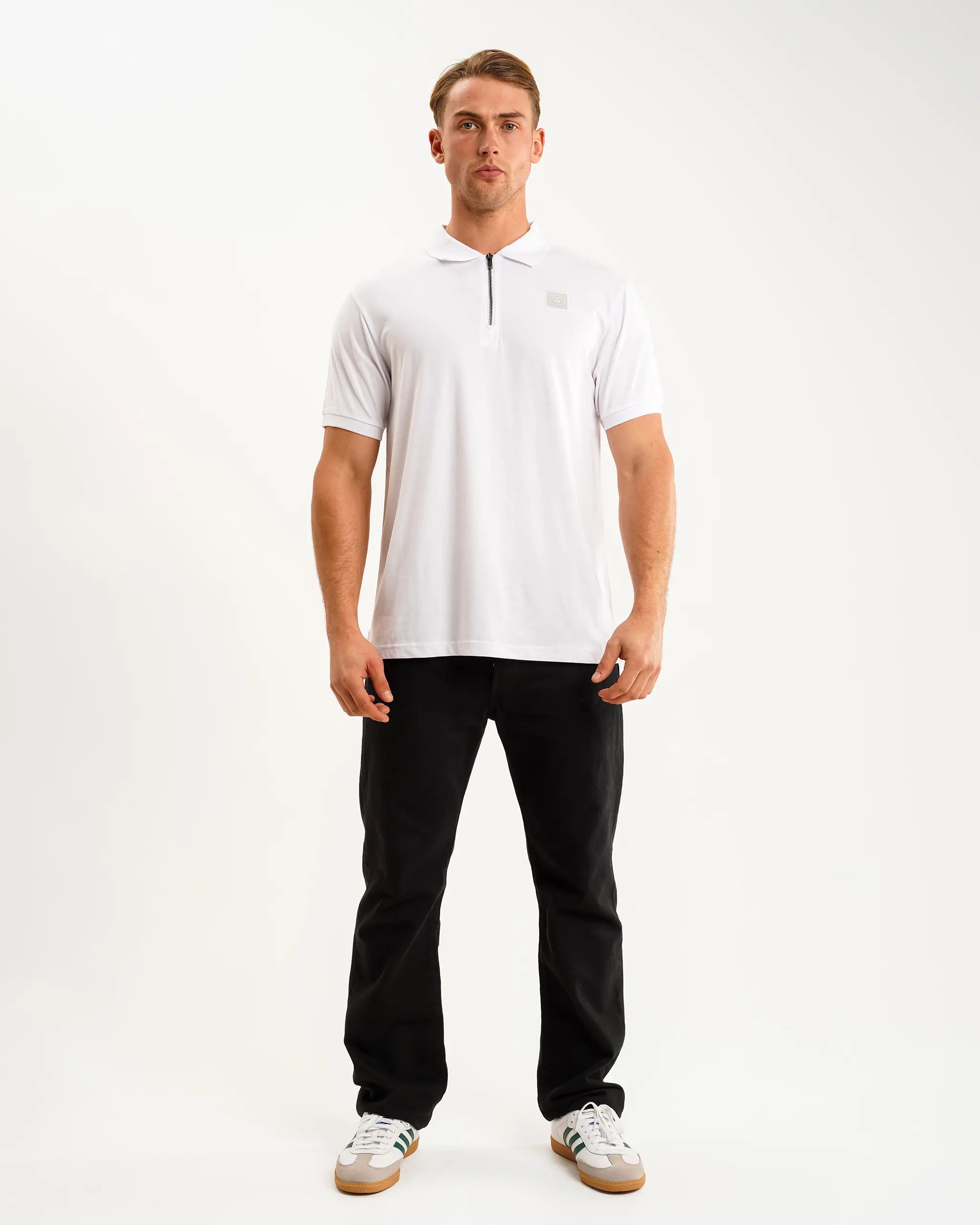 Men's Shirts with Scoop NecksNewcastle United Men's White Zipped Polo Shirt