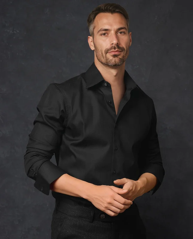 Men's Long-Sleeve Shirts for Year-Round WearRare Rabbit Men's Clade Black Cotton Fabric Full Sleeves Shirt Men's Long-Sleeve Shirts for Year-Round WearRare Rabbit Men's Clade Black Cotton Fabric Full Sleeves Shirt