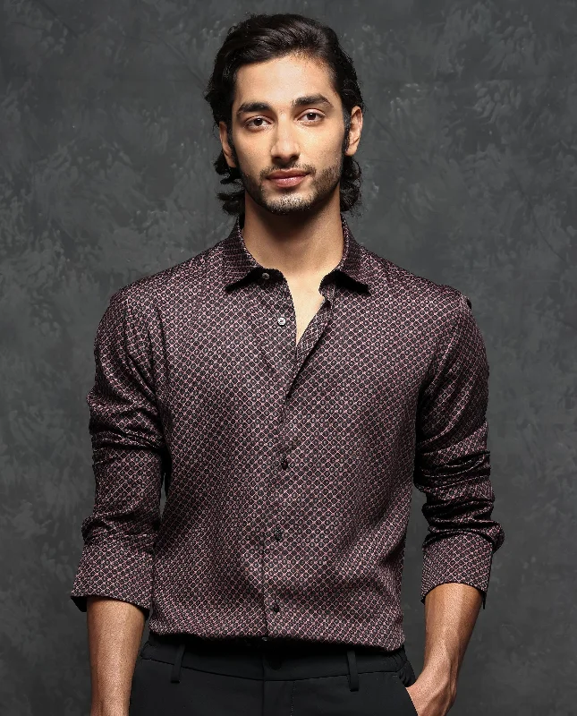 Men's Breathable Shirts for Warm ClimatesRare Rabbit Men's Delky Black Shirt Modal Cotton Fabric Full Sleeves Monogram Shirt Men's Breathable Shirts for Warm ClimatesRare Rabbit Men's Delky Black Shirt Modal Cotton Fabric Full Sleeves Monogram Shirt