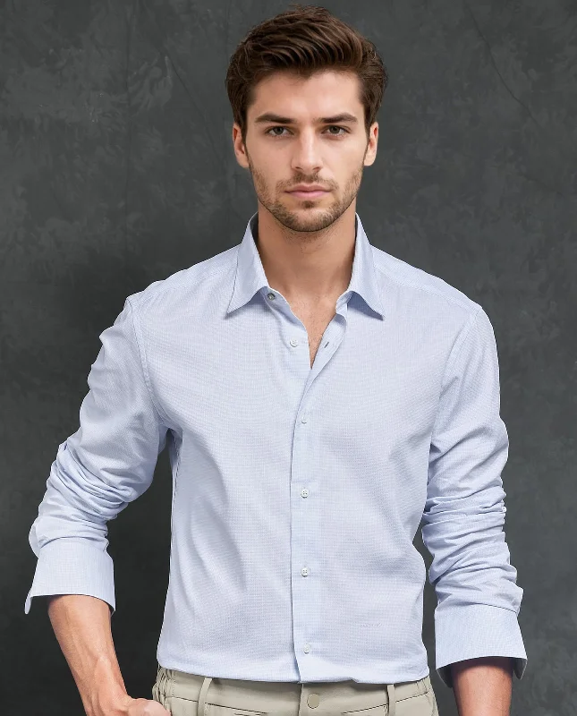 Men's Cufflink-Ready Shirts for Formal EventsRare Rabbit Men's Ridge Light Blue Cotton Fabric Full Sleeves Micro Checks Shirt Men's Cufflink-Ready Shirts for Formal EventsRare Rabbit Men's Ridge Light Blue Cotton Fabric Full Sleeves Micro Checks Shirt