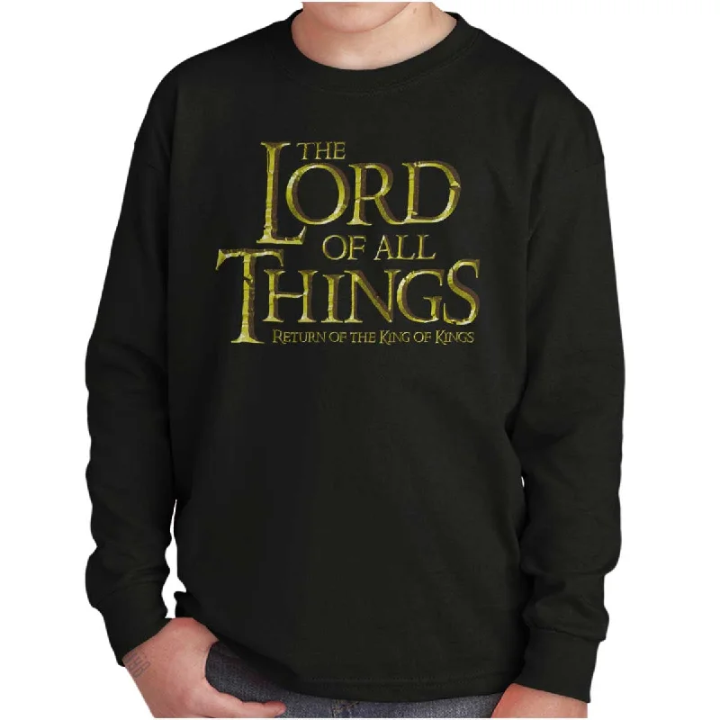 Men's Shirts with Embellished CollarsLord of all Things Youth Long Sleeve T-Shirt