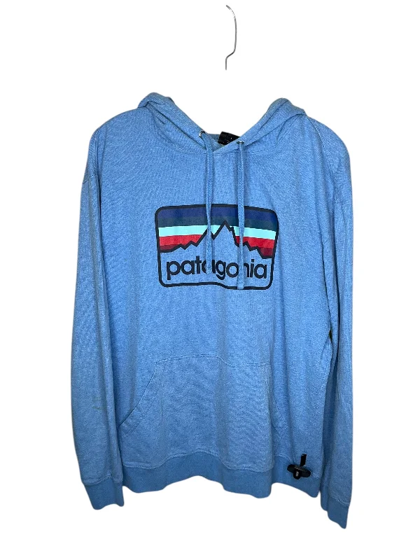 Men's Hoodies with ThumbholesAthletic Sweatshirt Hoodie By Patagonia In Blue, Size: L Men's Hoodies with ThumbholesAthletic Sweatshirt Hoodie By Patagonia In Blue, Size: L