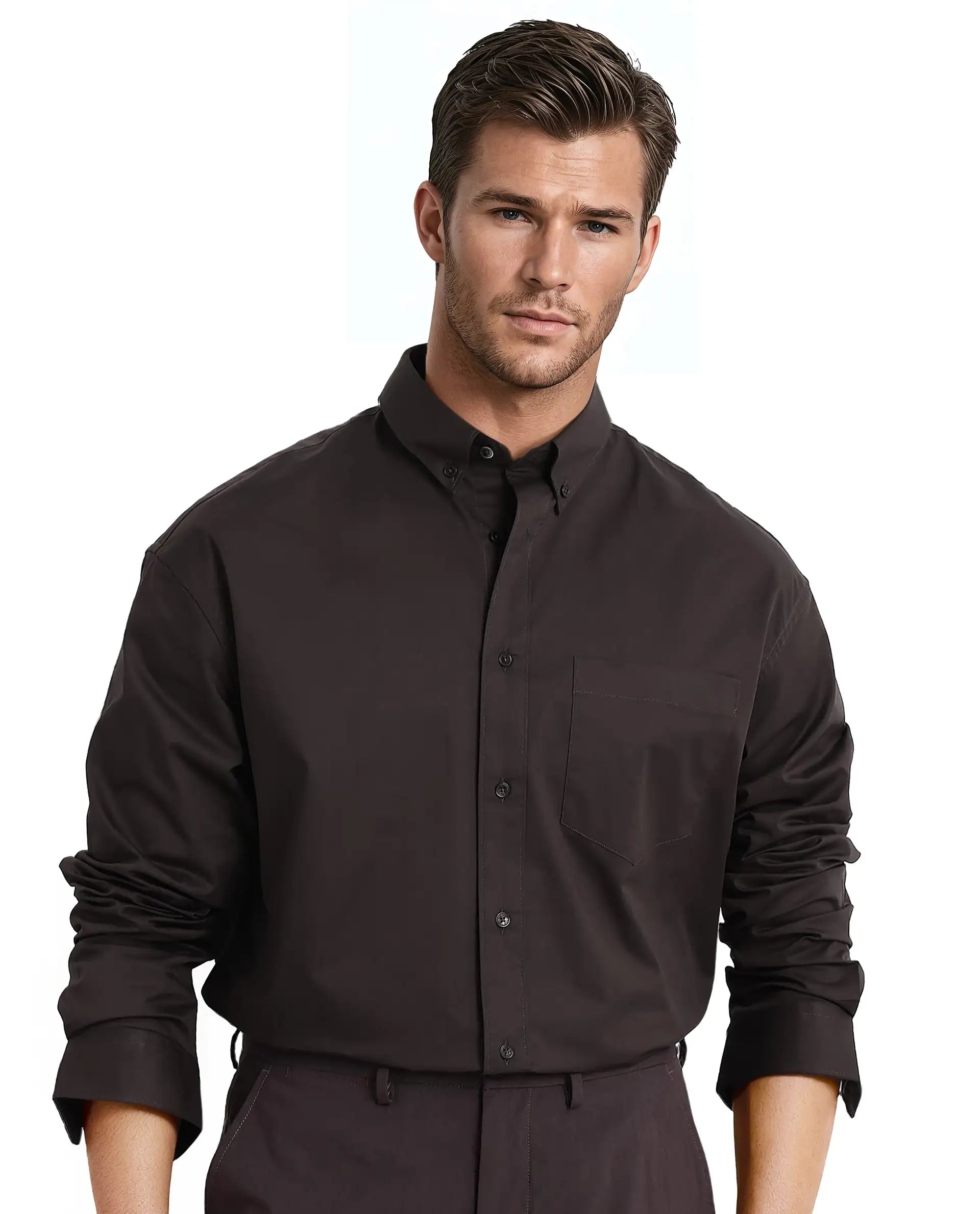 Stylish Men's Graphic T-ShirtsRare Rabbit Men's Zord Dark Brown Cotton Lycra Fabric Full Sleeves Button Down Collar Boxy Fit Plain Shirt Stylish Men's Graphic T-ShirtsRare Rabbit Men's Zord Dark Brown Cotton Lycra Fabric Full Sleeves Button Down Collar Boxy Fit Plain Shirt