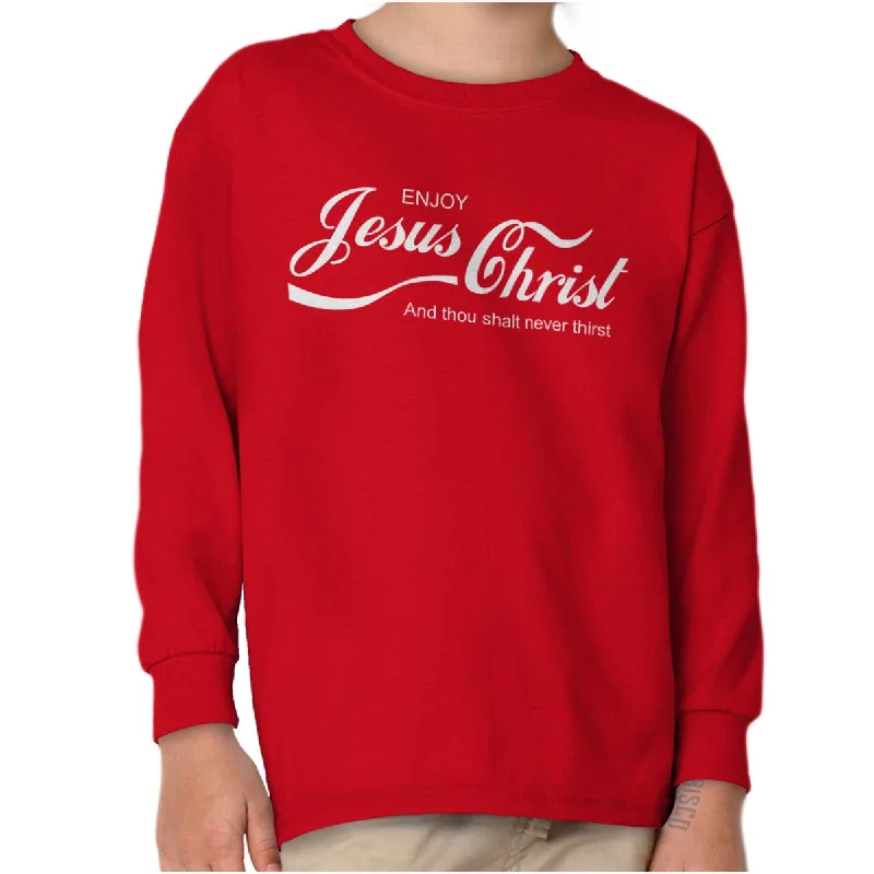 Men's Shirts with Graphic SleevesEnjoy Jesus Christ Youth Long Sleeve T-Shirt