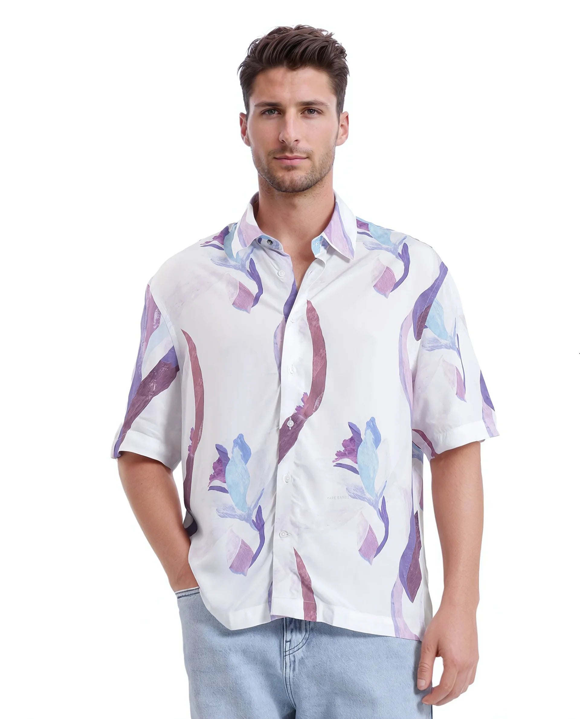 Men's Button-Down Collar Shirts for Staying PolishedRare Rabbit Men Hydra White Viscose Fabric Half Sleeve Floral Printed Boxy Fit Shirt Men's Button-Down Collar Shirts for Staying PolishedRare Rabbit Men Hydra White Viscose Fabric Half Sleeve Floral Printed Boxy Fit Shirt