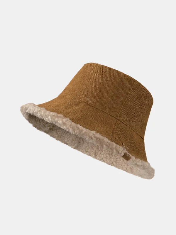 Men's Straw Hats for SummerThick And Warm Corduroy And Cashmere Splicing Multifunctional Soft Plush Bucket Cap Can Be Worn In Both Directions Men's Straw Hats for SummerThick And Warm Corduroy And Cashmere Splicing Multifunctional Soft Plush Bucket Cap Can Be Worn In Both Directions