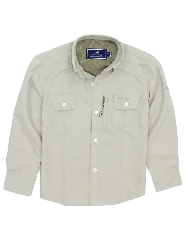 Men's Patterned Button-Down Shirts for Added InterestYouth Offshore Fishing Shirt In Khaki Men's Patterned Button-Down Shirts for Added InterestYouth Offshore Fishing Shirt In Khaki