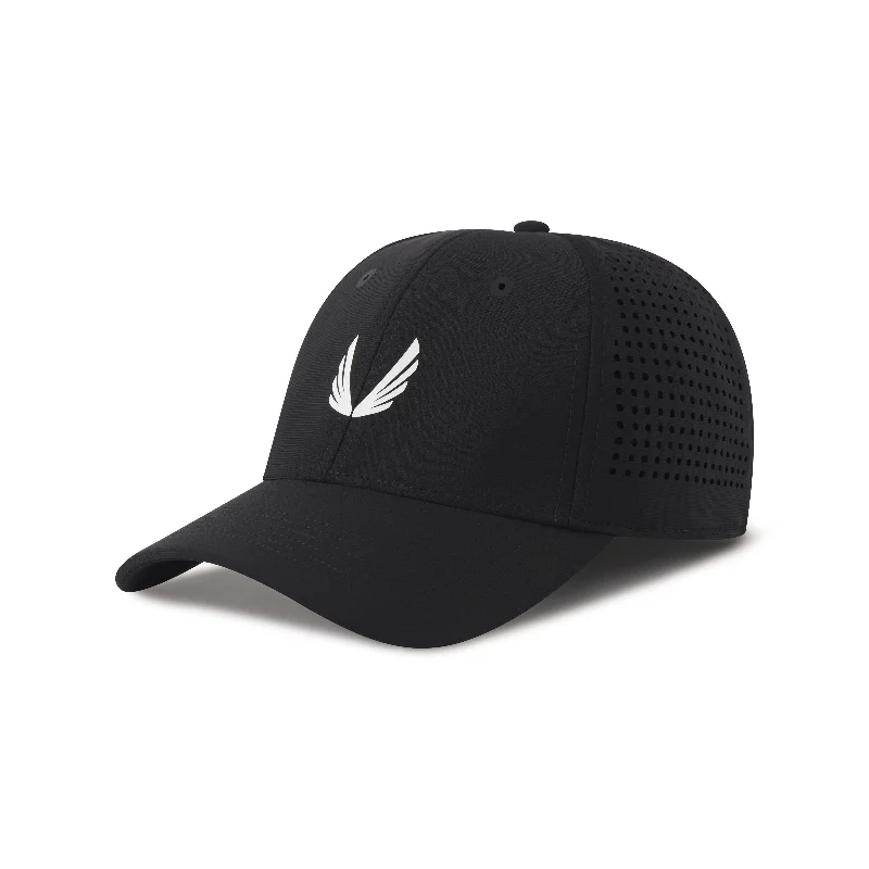 Beach Bucket Caps0818. Tetra-Lite® Sport Cap - Black/White "Wings"