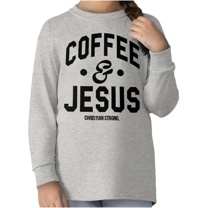 Men's Shirts with Abstract DesignsCoffee and Jesus Youth Long Sleeve T-Shirt