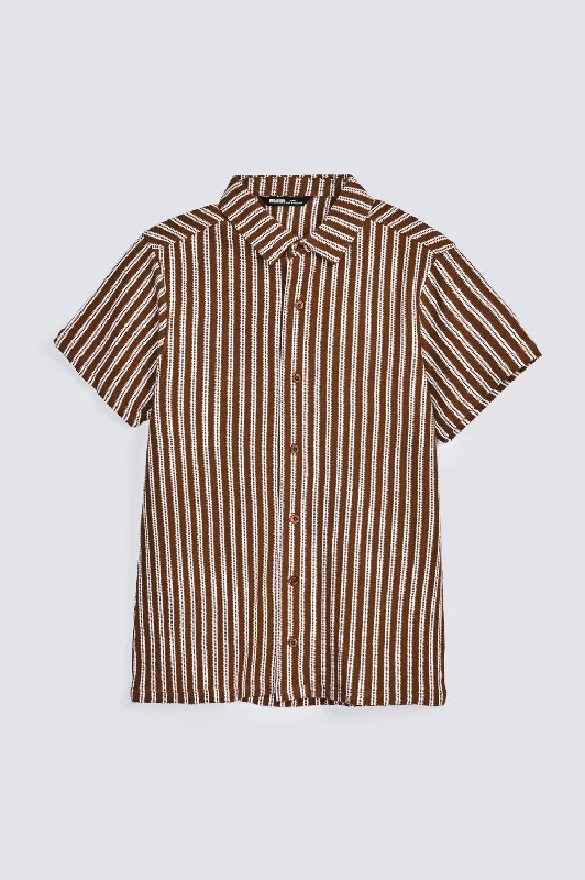 Men's Shirts with UV ProtectionTEXTURED STRIPED BUTTON DOWN POLO