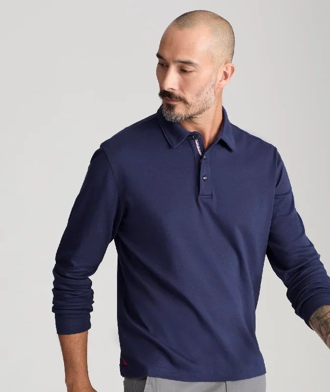 Men's Shirts with Convertible CollarsWrinkle-Free Damaschino Long-Sleeve Polo
