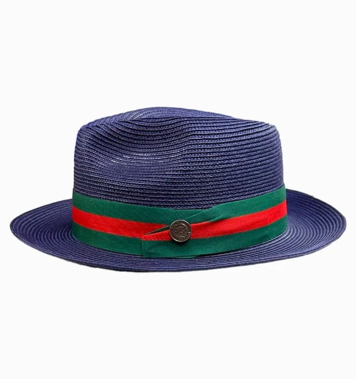Patterned Beanie CapsNavy Blue Bruno Capelo Luxury Men's Summer Hat Green and Red Brim Patterned Beanie CapsNavy Blue Bruno Capelo Luxury Men's Summer Hat Green and Red Brim