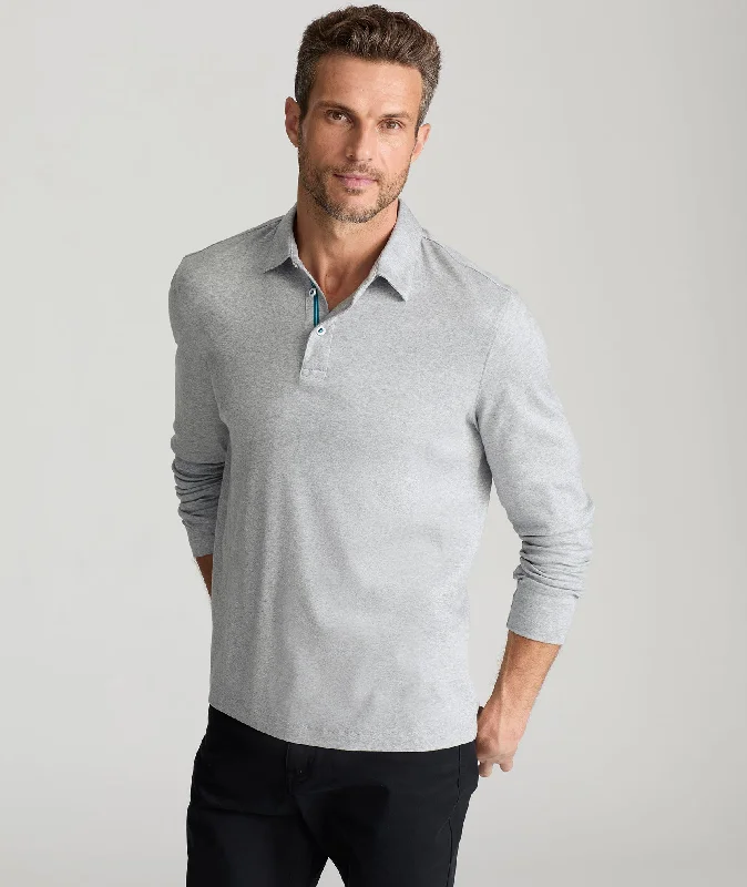 Men's Shirts with Abstract DesignsWrinkle-Free Damaschino Long-Sleeve Polo