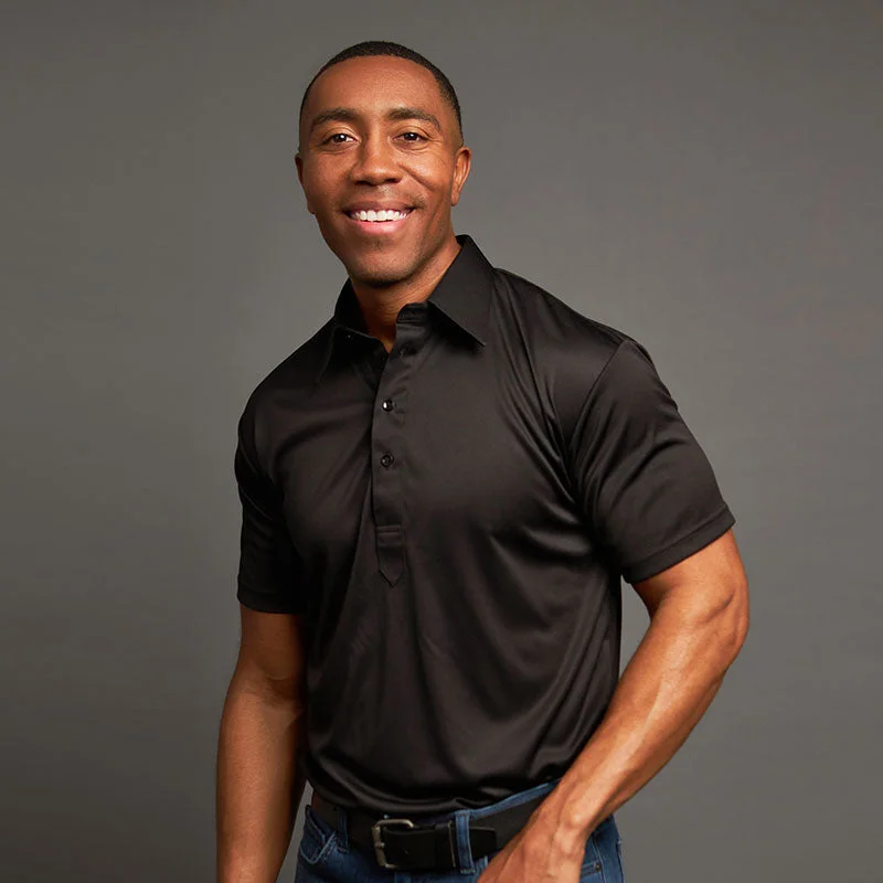 Warm Men's Fleece-Lined TopsThe Original Dress Collar Polo™ Black