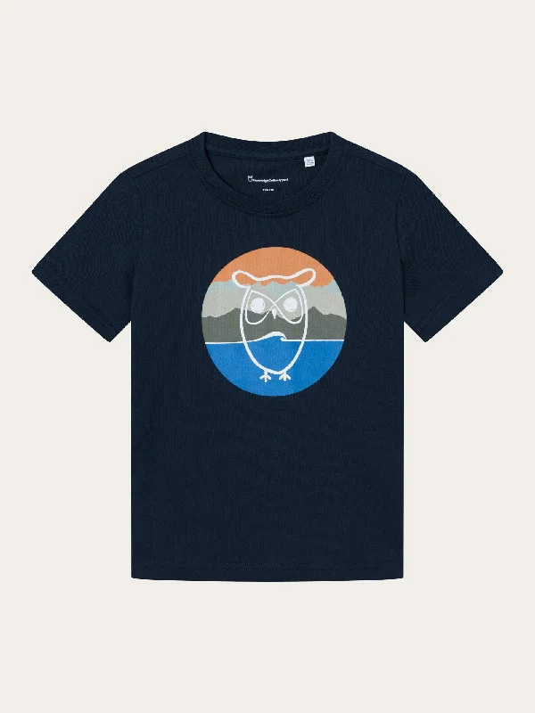 Men's Shirts with Adjustable CuffsMountain owl front print t-shirt - Total Eclipse