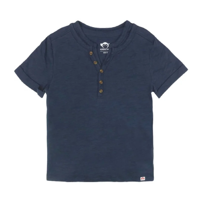 Men's Logo T-Shirts for Brand RepresentationBoy's Hilltop Henley Shirt In Navy Blue