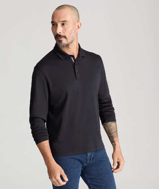 Men's Shirts with Asymmetrical HemlinesWrinkle-Free Damaschino Long-Sleeve Polo