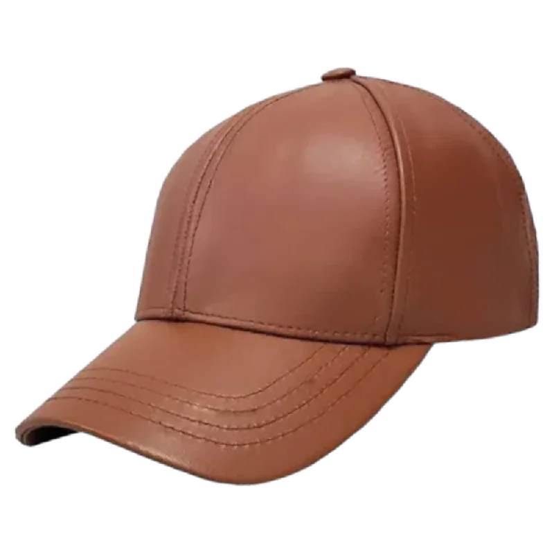 Women's Beanie CapsCognac Men's Genuine Cowhind Leather Adjustable Baseball Cap