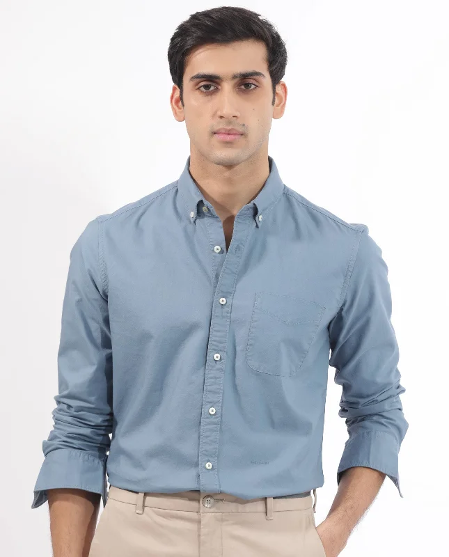 Men's Tab-Collar Shirts for a Crisp LookRare Rabbit Men's Auxfo Blue Cotton Fabric Full Sleeves Solid Shirt Men's Tab-Collar Shirts for a Crisp LookRare Rabbit Men's Auxfo Blue Cotton Fabric Full Sleeves Solid Shirt