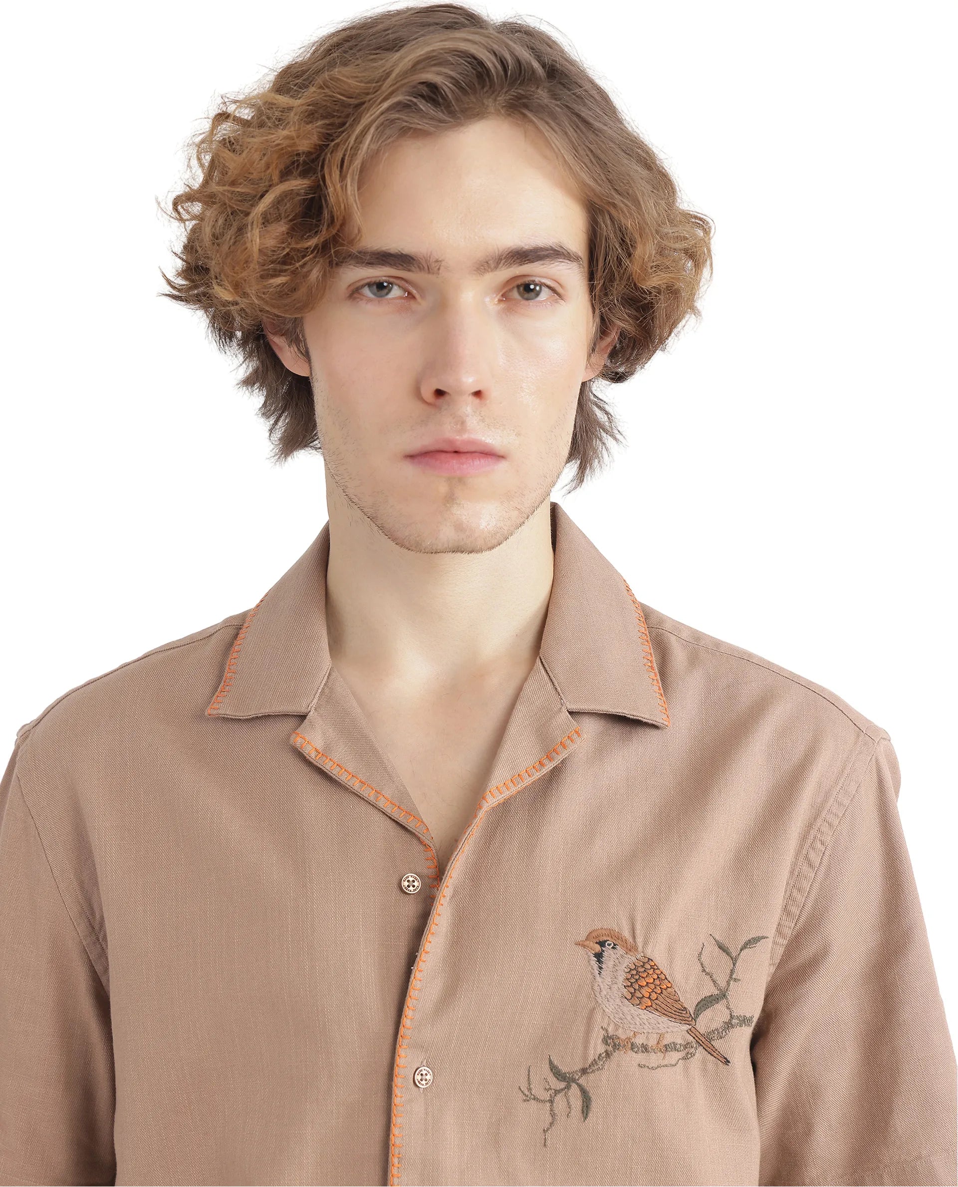 Men's Slim-Fit Shirts for a Flattering ShapeRare Rabbit Men Couvin Light Brown Cotton Fabric Plain Shirt