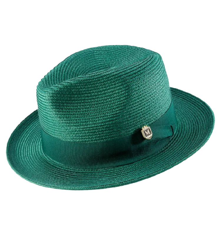 Plain Beanie CapsHunter Green Bruno Capelo Men's Summer Straw Hats