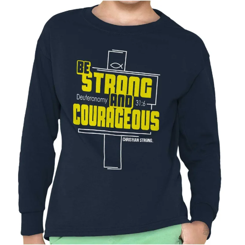 Men's Tailored Shirts for a Professional AppearanceStrong and Courageous Youth Long Sleeve T-Shirt Men's Tailored Shirts for a Professional AppearanceStrong and Courageous Youth Long Sleeve T-Shirt