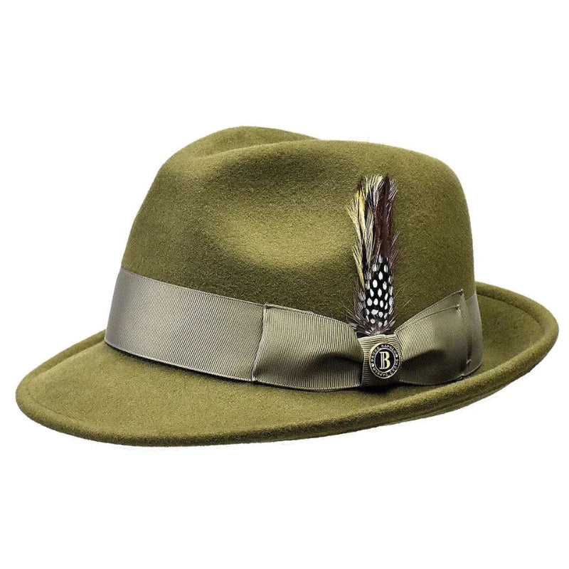 Modern Snapback CapsBruno Capelo Olive Men's Wool Hat Hudson Lite Felt Fedora Hat