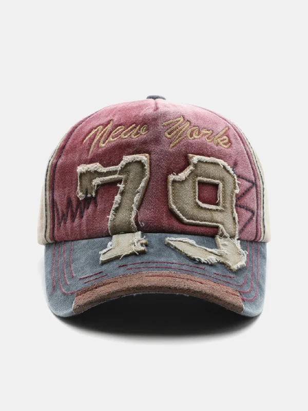 Novelty Baseball CapsNew York 79 Embroidery Washed Distressed Baseball Cap