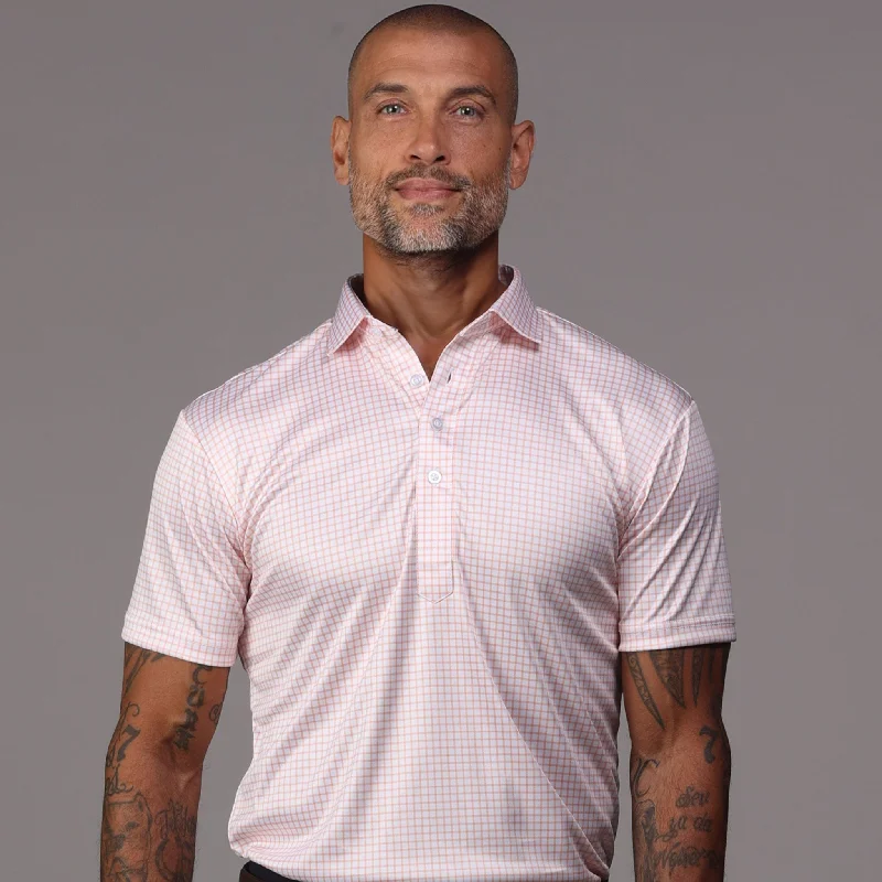 Men's Shirts with Patchwork SleevesSemi-Spread Collar Polo Orange Grid