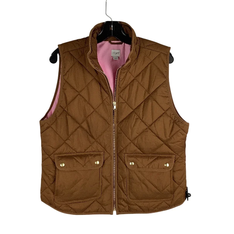 Elegant Men's Wool CoatsVest Puffer & Quilted By J. Crew In Brown & Pink, Size: L