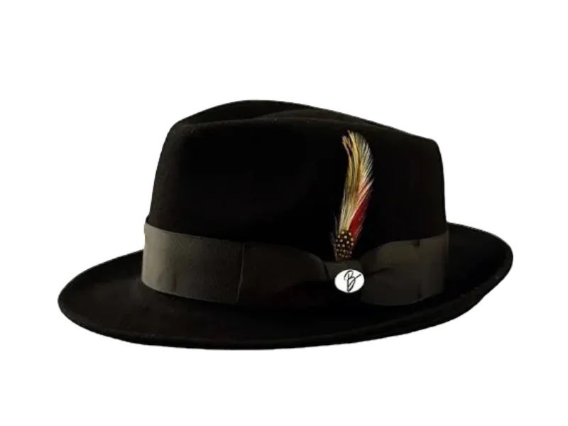 Lightweight Bucket HatsBruno Capelo Black Men's Wool Hat Hudson Lite Felt Fedora Hat