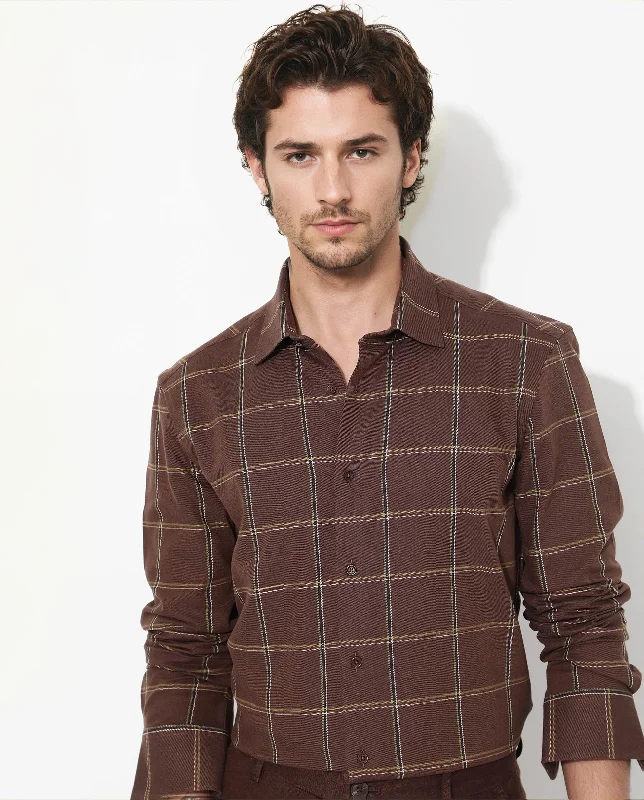 Men's Breathable Shirts for Warm ClimatesRare Rabbit Men's Penza Brown Cotton Fabric Full Sleeve Regular Collar Slim Fit Checks Shirt Men's Breathable Shirts for Warm ClimatesRare Rabbit Men's Penza Brown Cotton Fabric Full Sleeve Regular Collar Slim Fit Checks Shirt