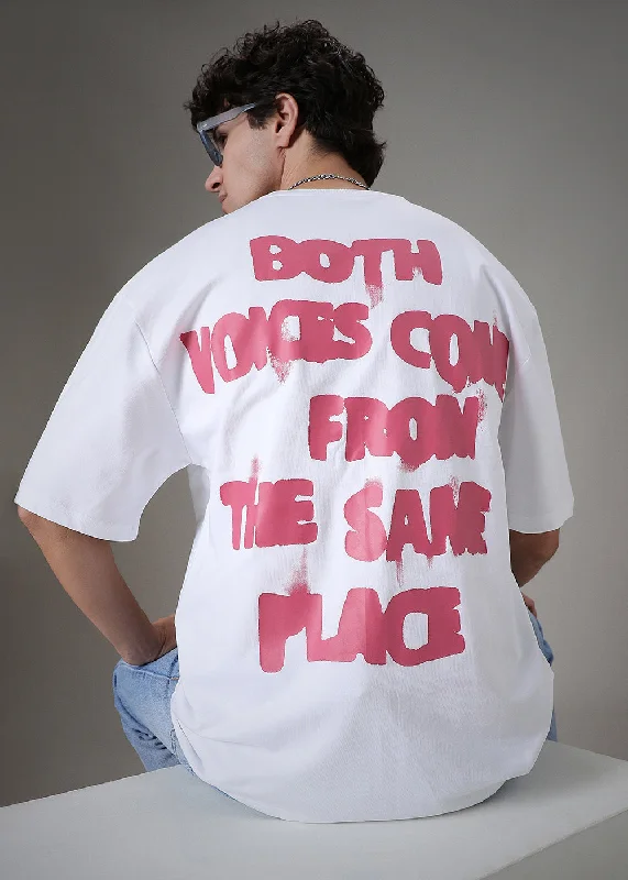 Men's Shirts with Animal PrintsTypography White Oversized T-shirt