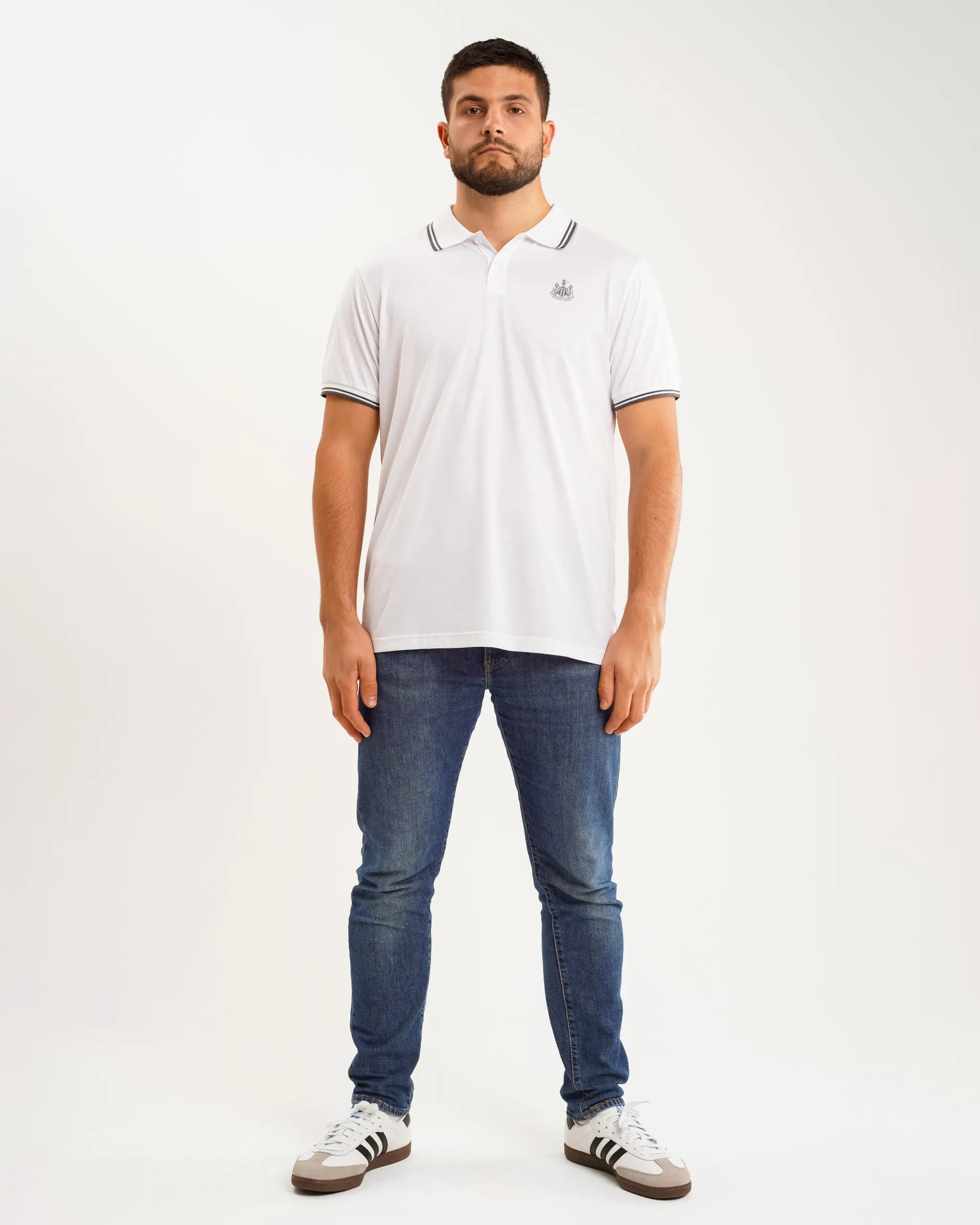 Men's Shirts with Convertible CollarsNewcastle United Men's Black Label White Polo Shirt