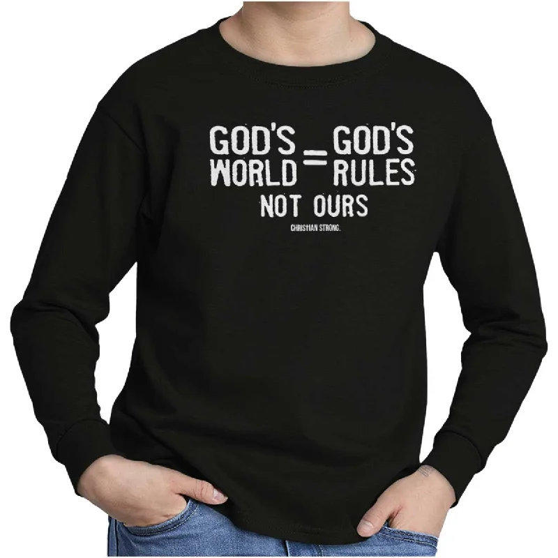 Men's Shirts with Raw-Edge HemlinesGod's World Youth Long Sleeve T-Shirt